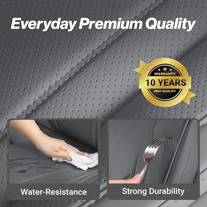 Coverland Custom Fit Car Seat Covers for SUV Compatible with [Escalade, Sonora, Suburban, Tahoe, Yukon, H2] Premium Waterproof Non-Slip Interior Seat Protector [Front Dark Gray - Size Chart A36]