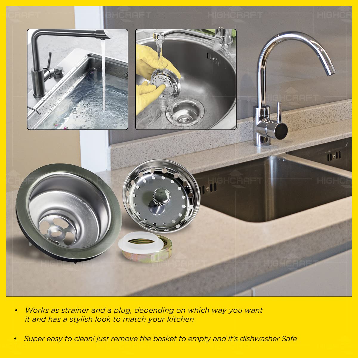 Everflow 7516 Kitchen Sink (3-1/2 Inch) Stainless Steel Drain Assembly With Strainer Basket-and Water Stopper, Single