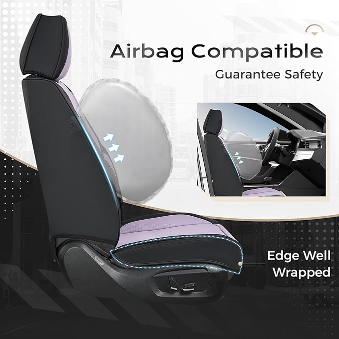Coverado Car Seat Covers Full Set, Car Seat Protector Waterproof, Nappa Leather Car Seat Cushion, Seat Covers for Cars, Front Seats and Back Universal Fit for Most Cars