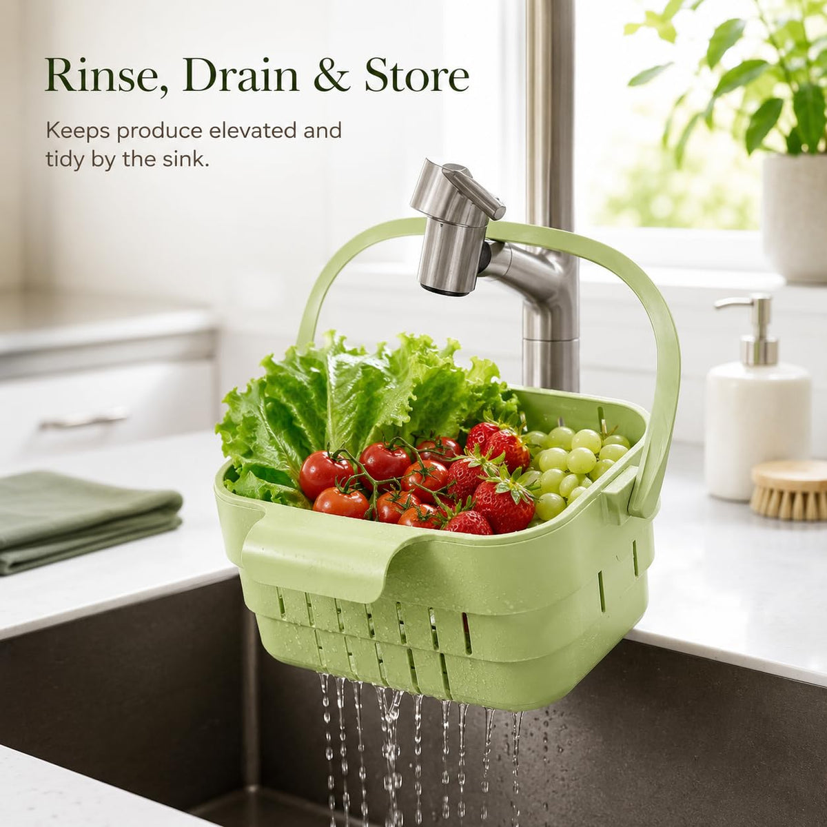 Collapsible Kitchen Sink Strainer Basket, Hanging Drain Basket (Square)