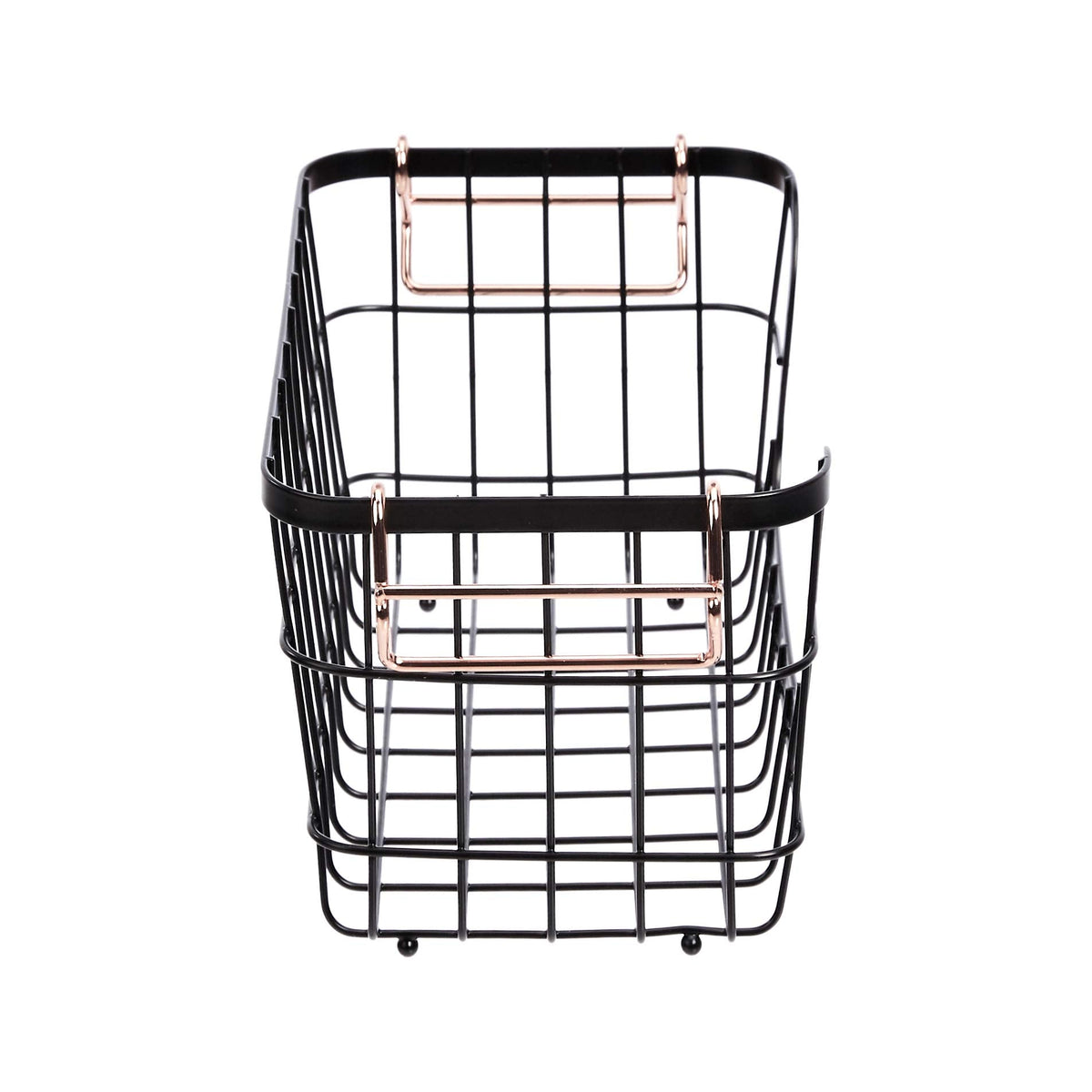 Amazon Basics Stackable Metal Wire Rectangular Storage Baskets for Kitchen, Bathroom or Pantry Organizing, 2 Count, Black