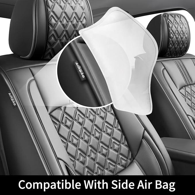 Fit Legacy Car Seat Covers(Only for 5 Seats Version)for Select Ford Legacy 2008-2024 2025 2026 - Full Coverage Leather,Airbag Compatible,Waterproof & All Weather Seat Cushion Protector(Black)