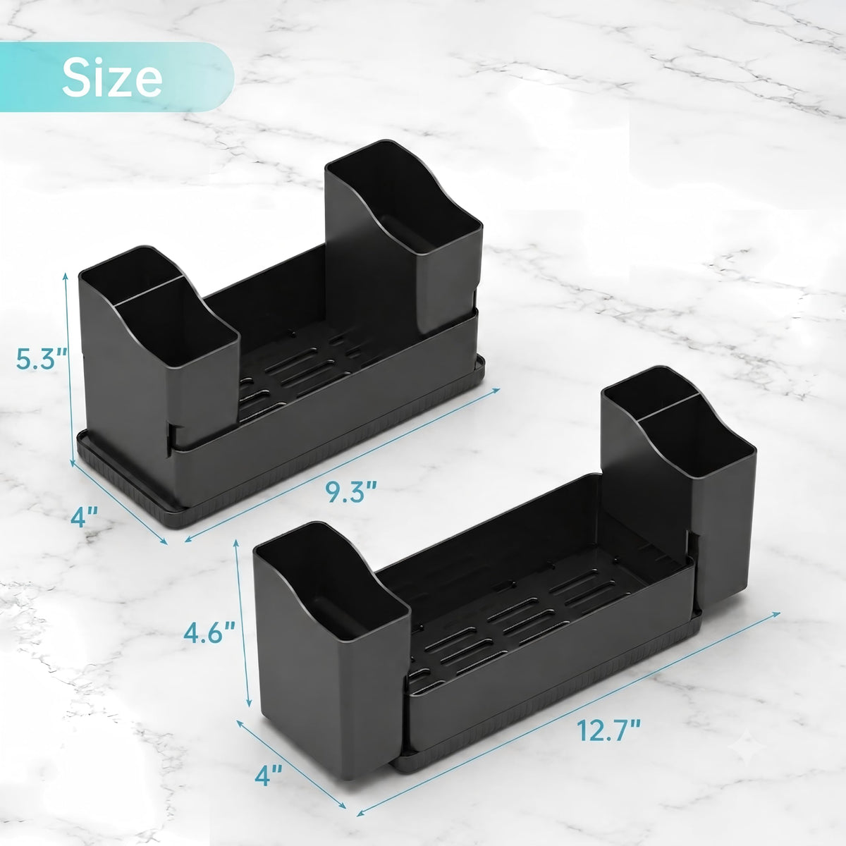 Sotfamily Sponge Holder for Kitchen Sink with Drying Stone, Black