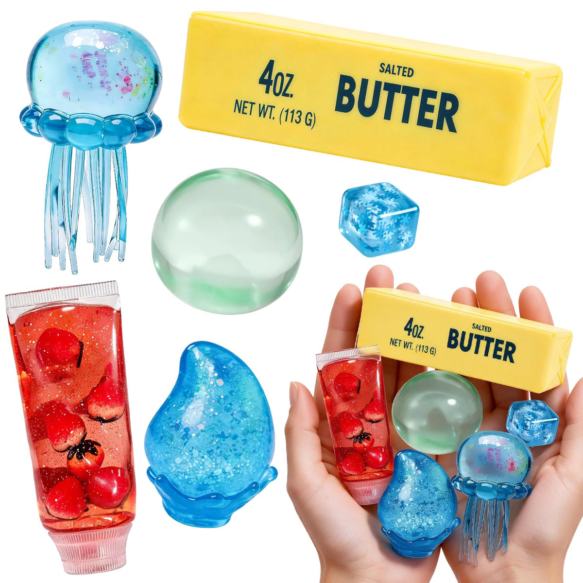 6 PCS Slow Rising Squishy Toy Set,Sensory Stress-Relief Soft Silicone Toys,Anxiety Relief,Soft and Bouncy Stress-Relief Squeeze Toys,Cute Soft Silicone Toys Set,Party Favors