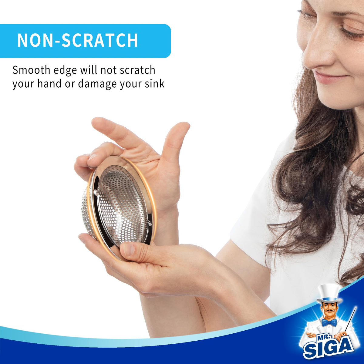 MR.SIGA Kitchen Sink Strainer, Stainless Steel Sink Drain Strainer, 2 Pack