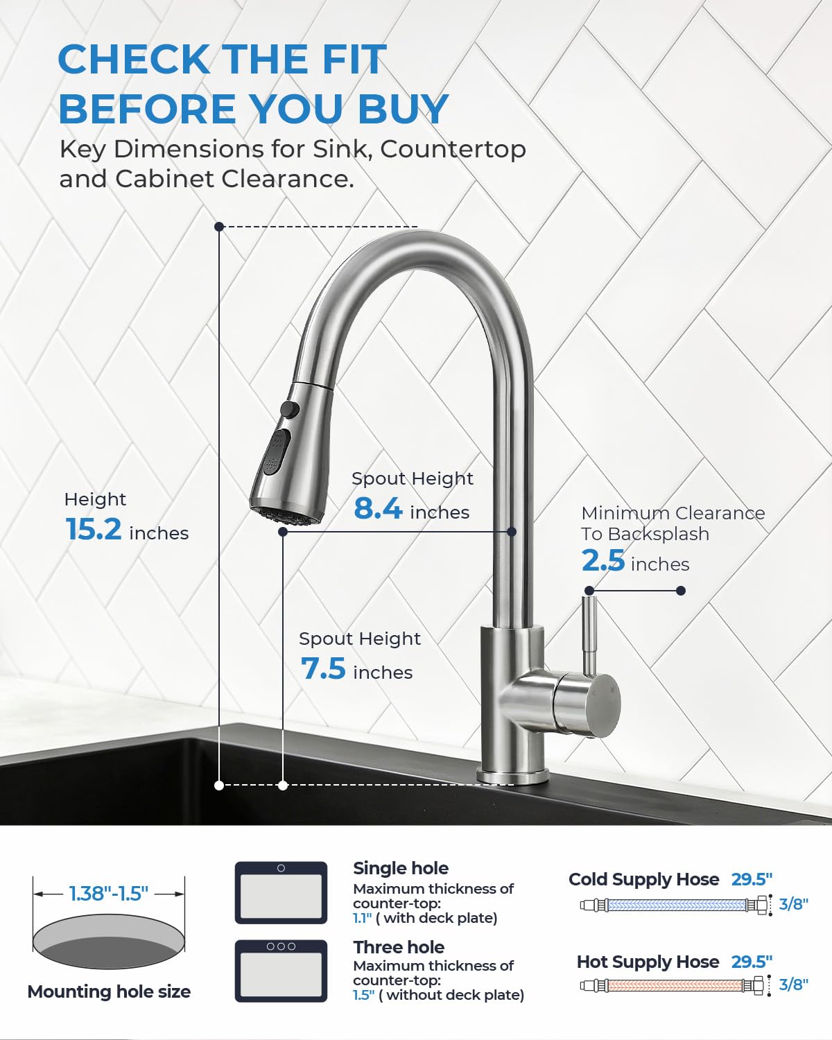 VFAUOSIT Kitchen Faucet with Pull Down Sprayer, Modern Bar Sink Faucet
