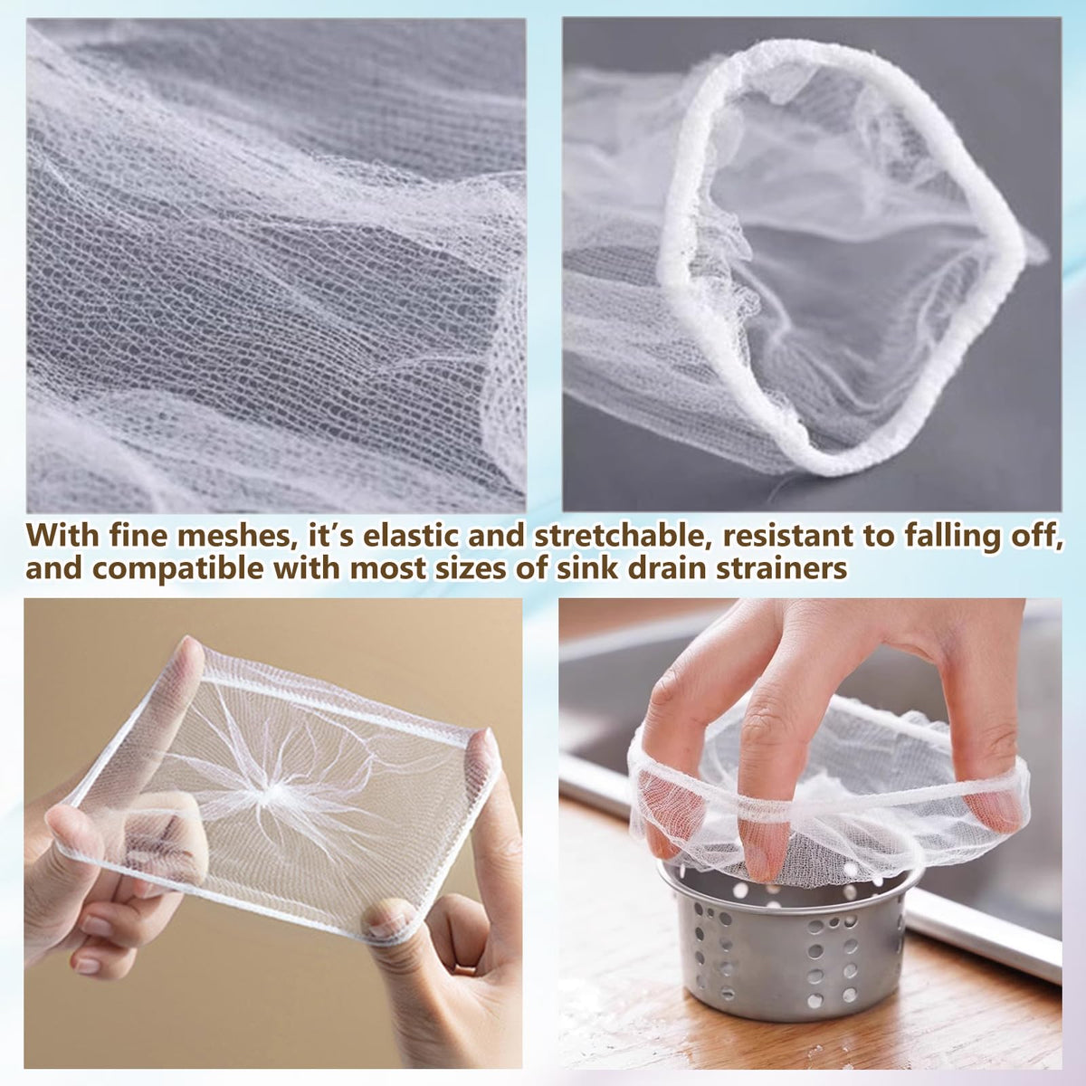 500 Filter Net Bags for Sink Drain Strainer with Storage & Dispenser Box
