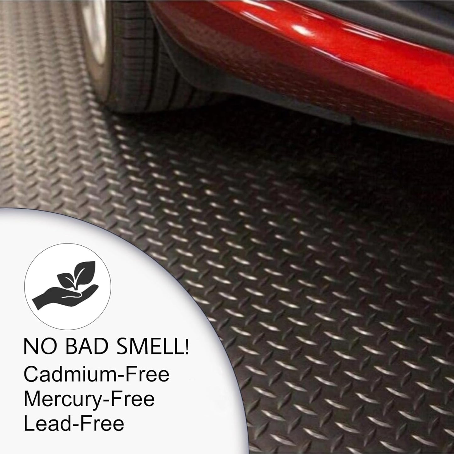 SEAL 6 x 10 Ft Premium Garage Floor Mat, Solid 2.8mm Thickened Black Commercial Grade Heavy Duty Parking Mat for Garage Floor, Golf Cart, Water/Stain Resistant Floor Runner (Embossed Diamond Plate)