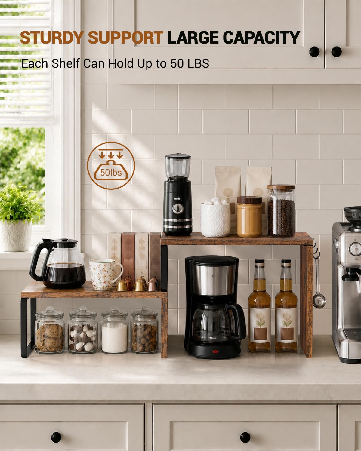 Kitchen Countertop Organizer, Counter Shelf for Corners Coffee Bars Pantry
