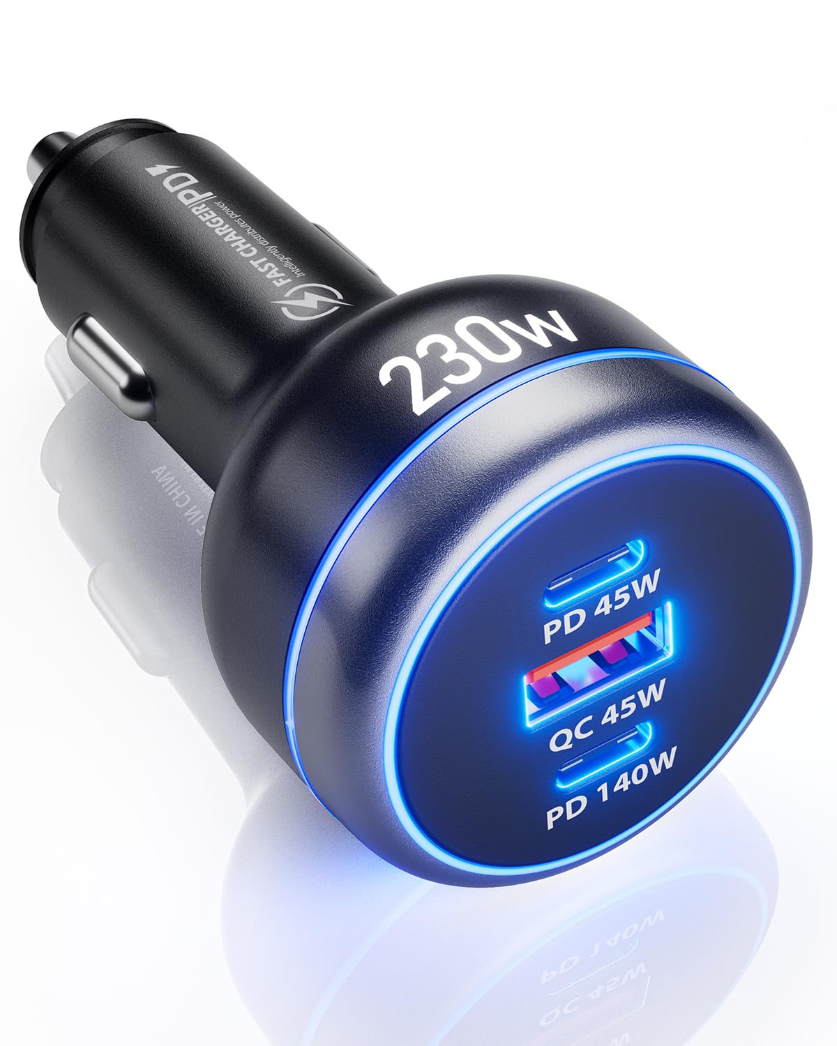 SUNDAREE 230W Car Charger USB C Fast Charge, PD 140W USB C Car Charger, 3-Port Cigarette Lighter USB Charger Adapter 12V-24V, Compatible with iPhone 17/16/15 MacBook iPad Laptop Samsung S25