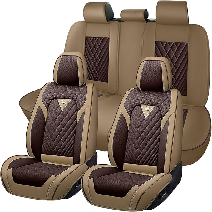 Truck Seat Covers for Ram 3500 2009-2026, Waterproof Premium Leather Full Coverage Car Seat Cover, Muscle Sport Style Auto Interior Seat Cover Sets (Full Set/Brown Coffee)