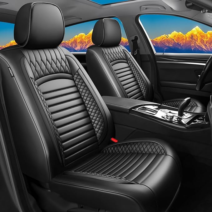 Fit Insight Car Seat Covers for Honda Insight 2010-2021 2022-Upgraded Premium Waterproof & Breathable Leather, Airbag Compatible, All-Weather Seat Cushion Protector (Full Set, Black)