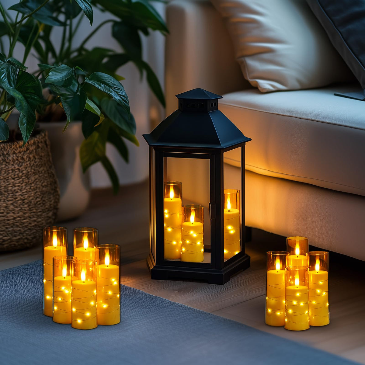 Homemory 12Pcs Flickering Flameless Candles with Remote, LED Pillar Candles