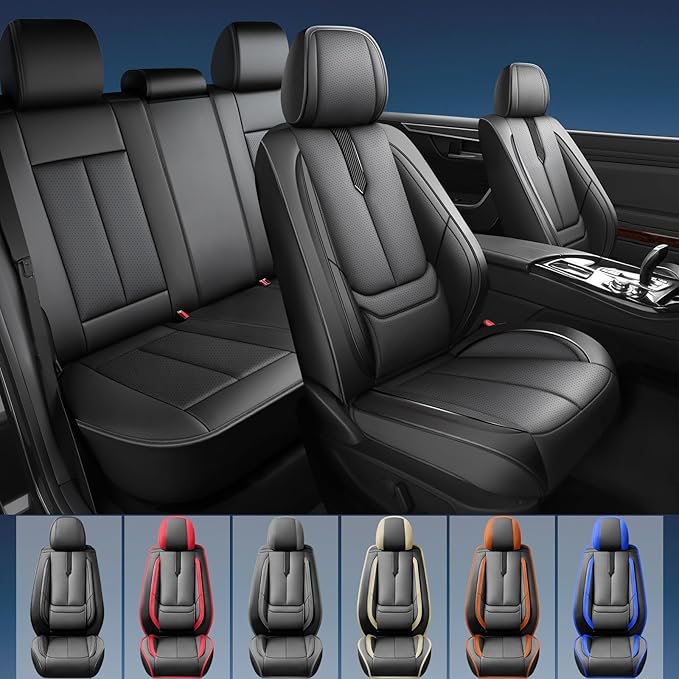 Fit Venue Car Seat Covers for Hyundai Venue 2020-2025 2026-Upgraded Premium Waterproof & Breathable Leather,Airbag Compatible,All-Weather Seat Cushion Protector,Full Set,Black