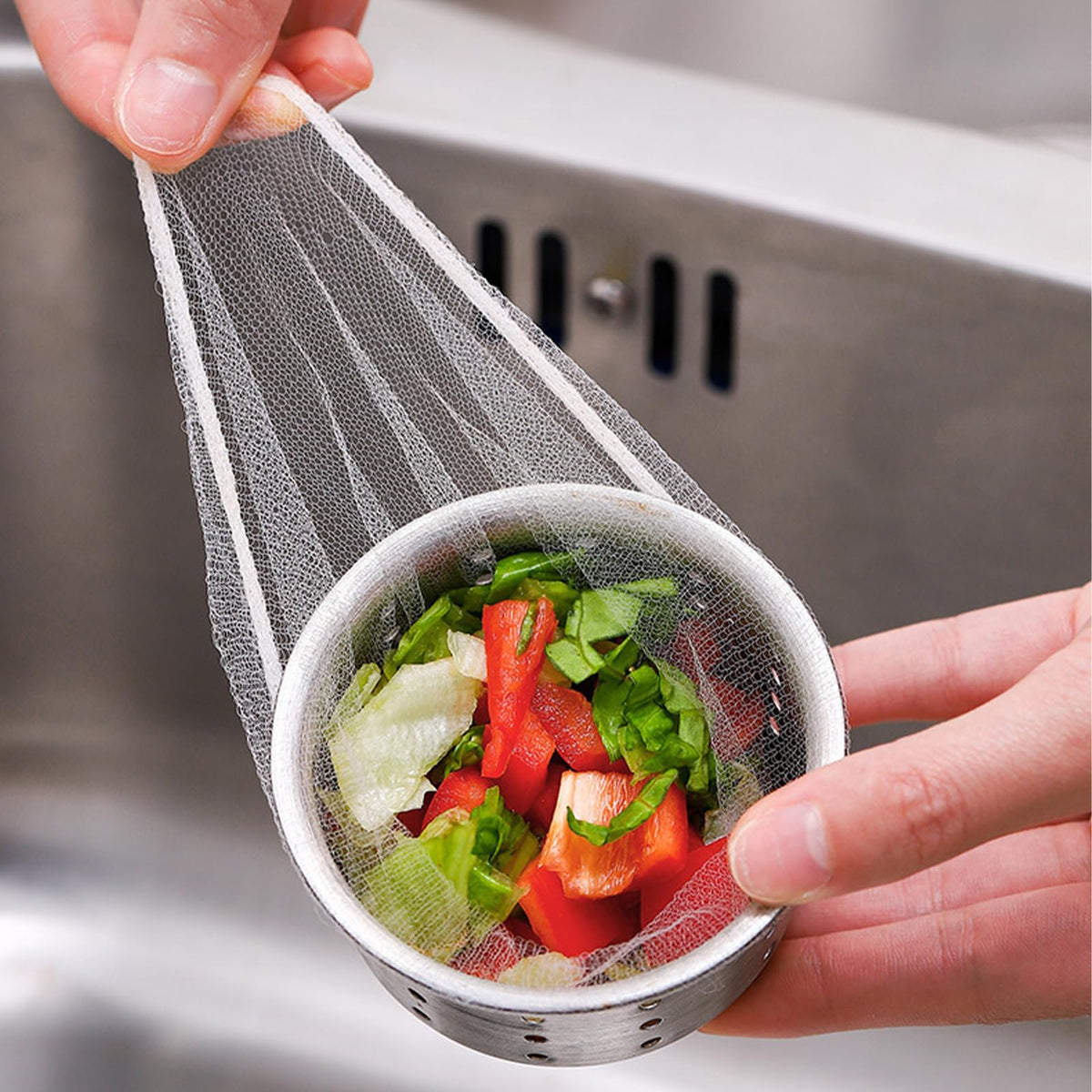 300 PCS Disposable Kitchen Sink Drain Strainer Mesh Bag, Anti-Clogging Mesh Disposable Drain Covers Fits Most Sink Strainers, Filter Nets for Leftover & Kitchen Waste