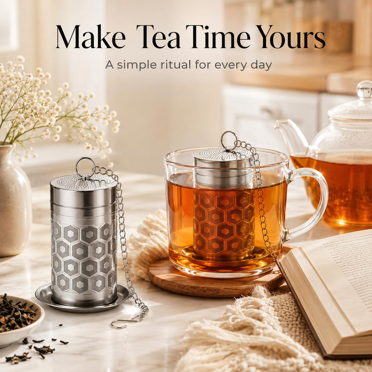 6 Pack Tea Infuser for Loose Leaf Tea, Stainless Steel Tea Strainer, 2.2 oz