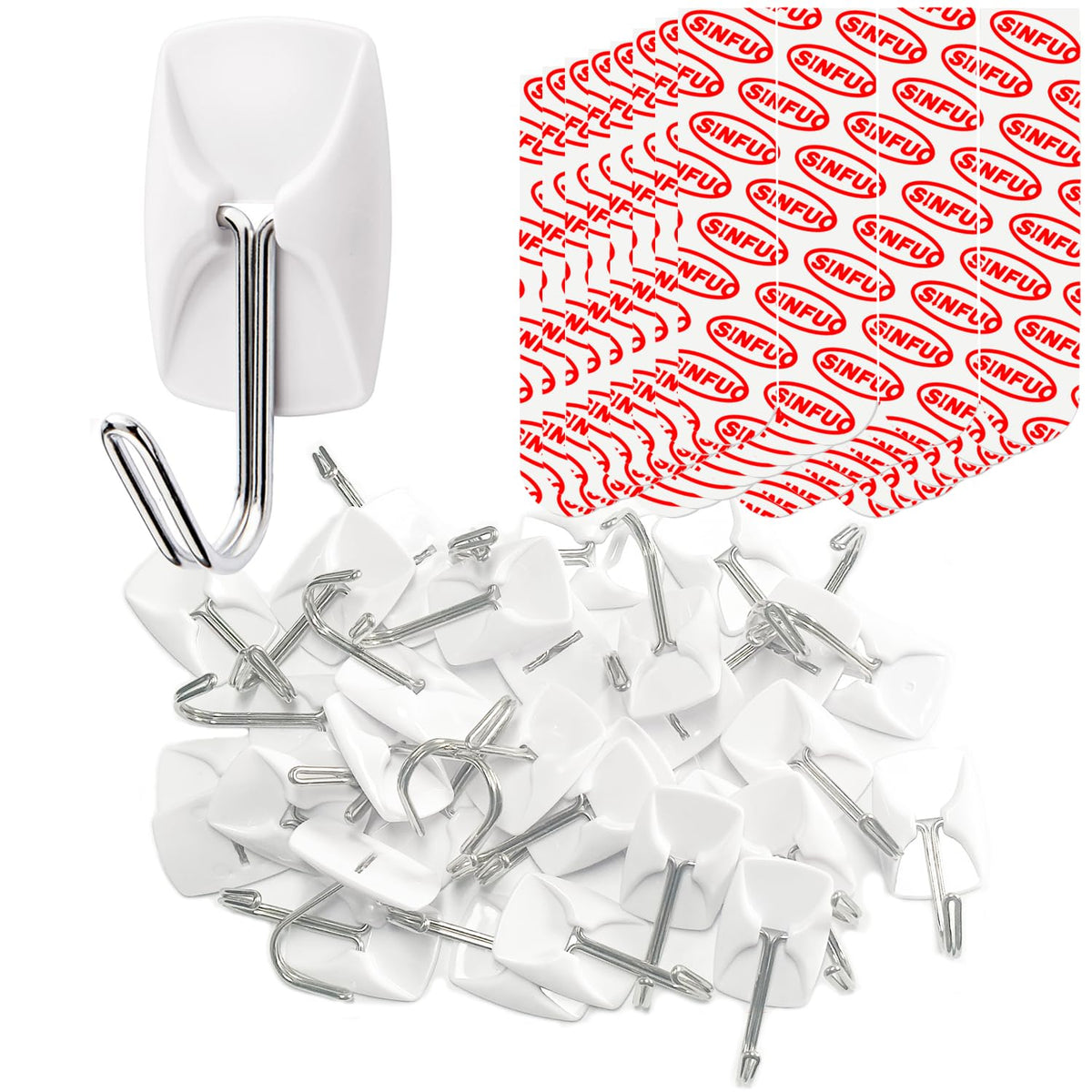 Wire Wall 32 Hooks with 36 Strips, Damage Free Adhesive Hooks,Keys,Kitchen