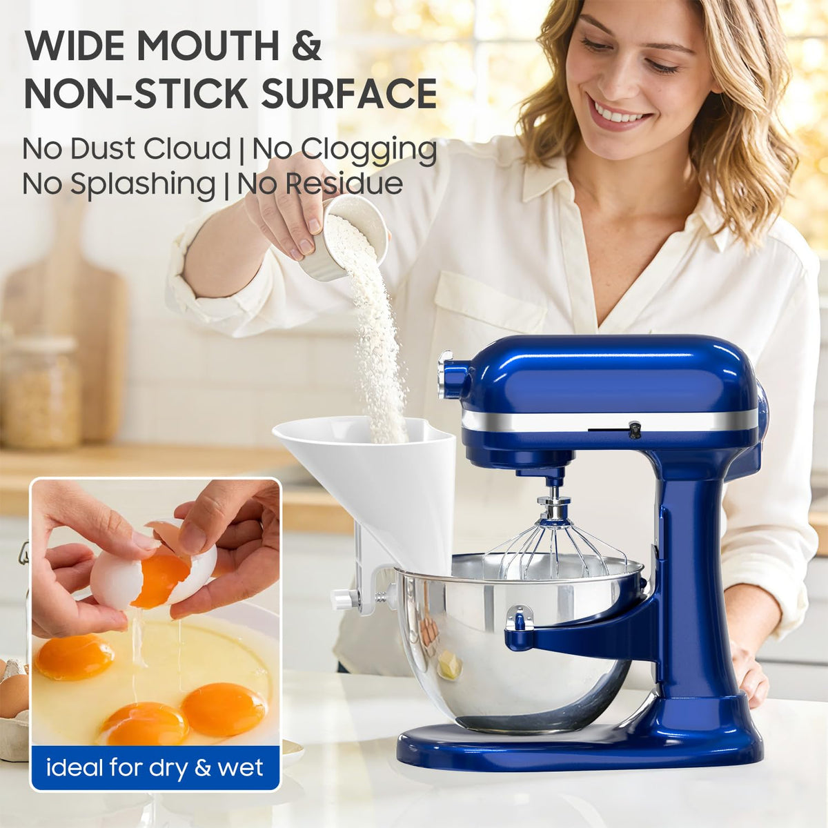 KingofKings Flour Funnel for Kitchen Aid Accessories and Attachments