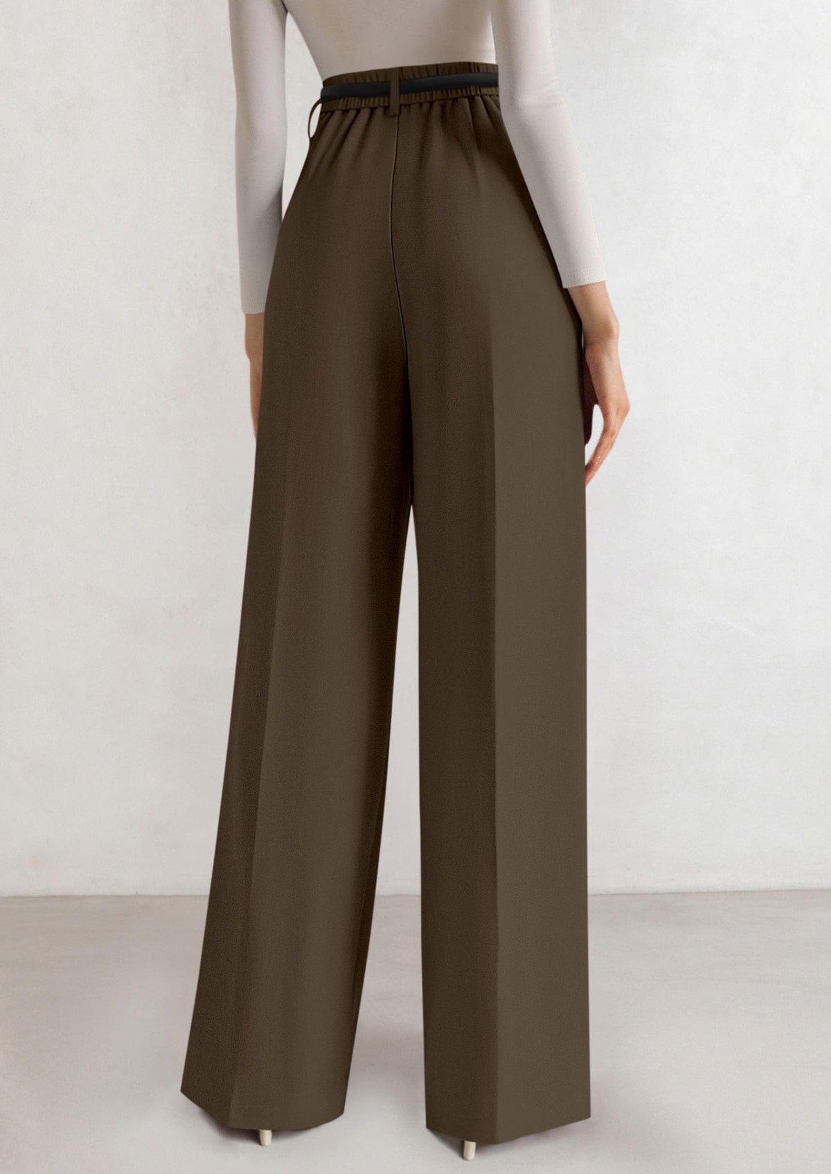 PRETTYGARDEN Women's Tailored Wide Leg Work Dress Pants,Coffee,M