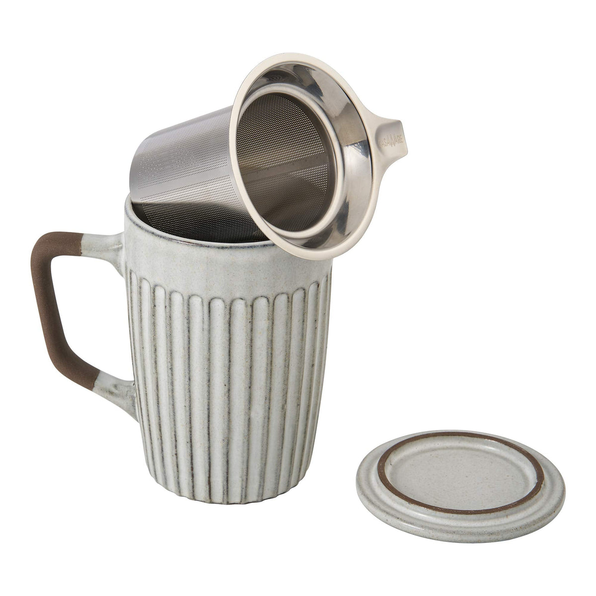 casaWare Shell 18-Ounce Tilt & Drip Tea Infuser Mug (Stone Gray)
