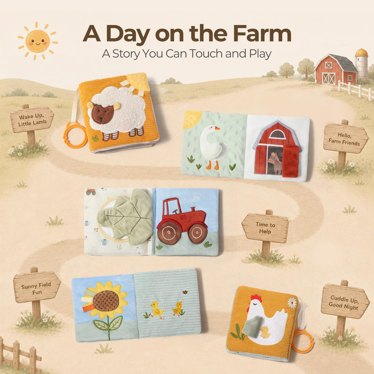 let's make Baby Books Toys, Crinkle Books for Babies Touch and Feel Cloth