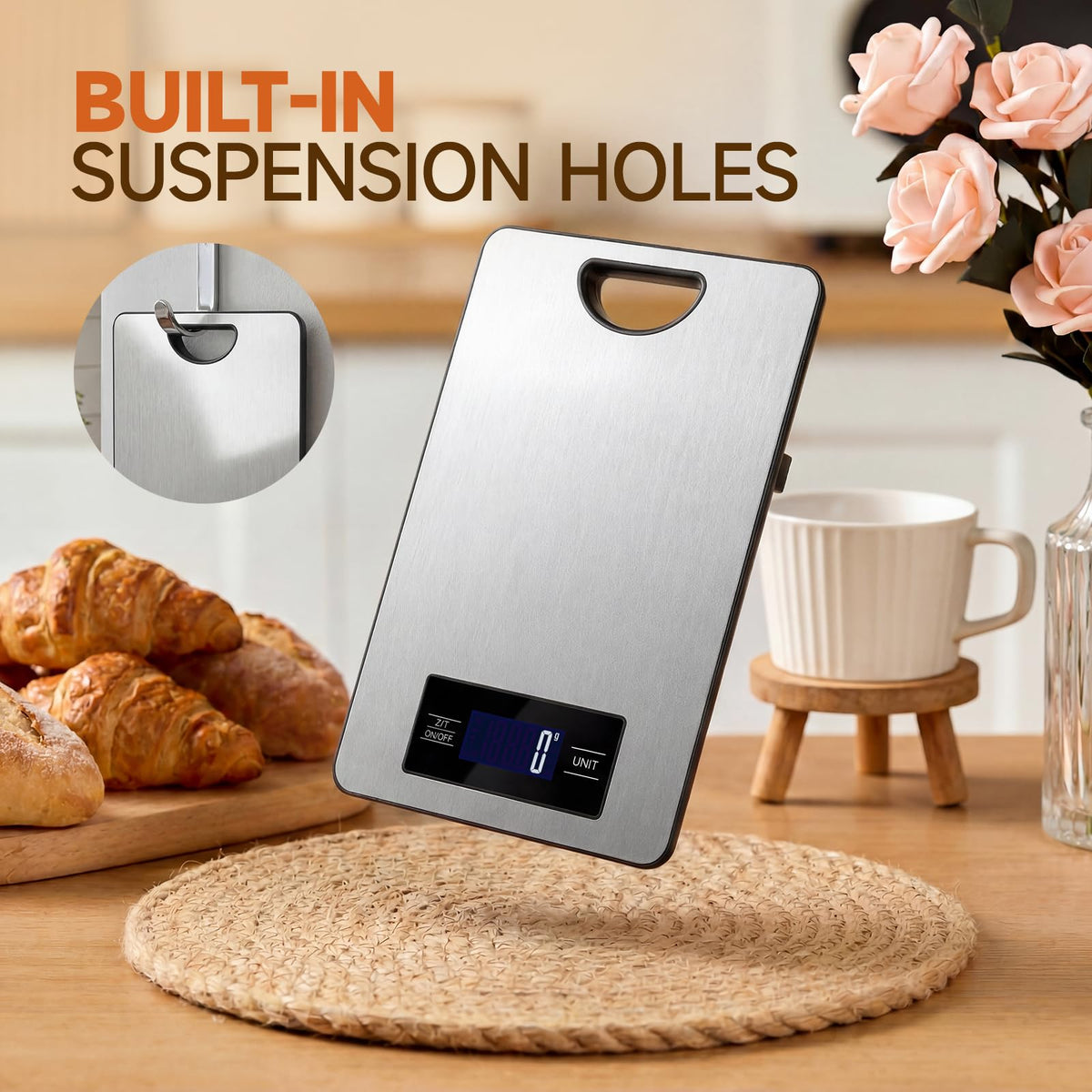 Food Scale, Digital Kitchen Scale with Hanging Loop, 11lb Baking Scale