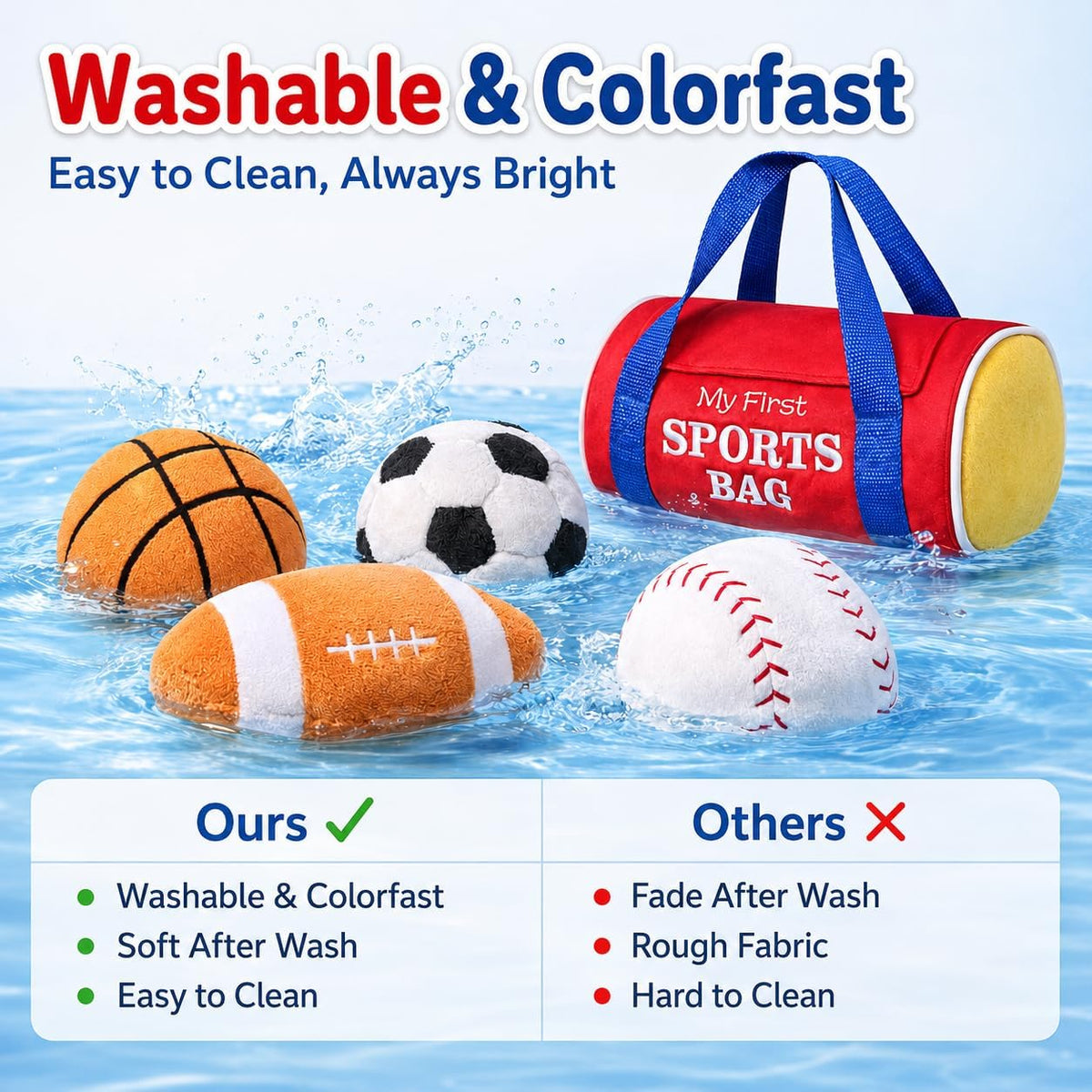 KMUYSL My First Sports Bag, Soft Sensory Balls for Baby Toys 0-12 Months