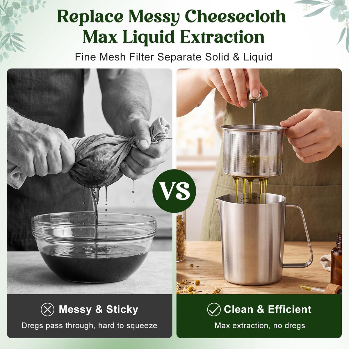 OBreezify Mini Herb Press Strainer, Stainless Steel Tincture Oil Filter