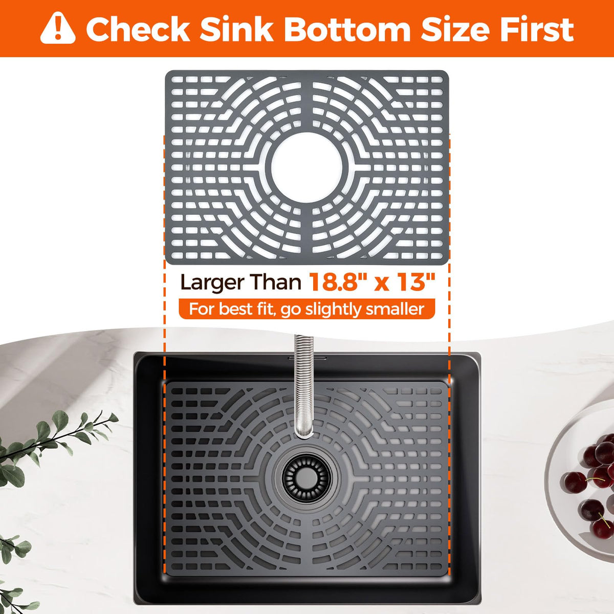 Snuggery Silicone Sink Protector for Kitchen Sink, 19"x13" Center Drain