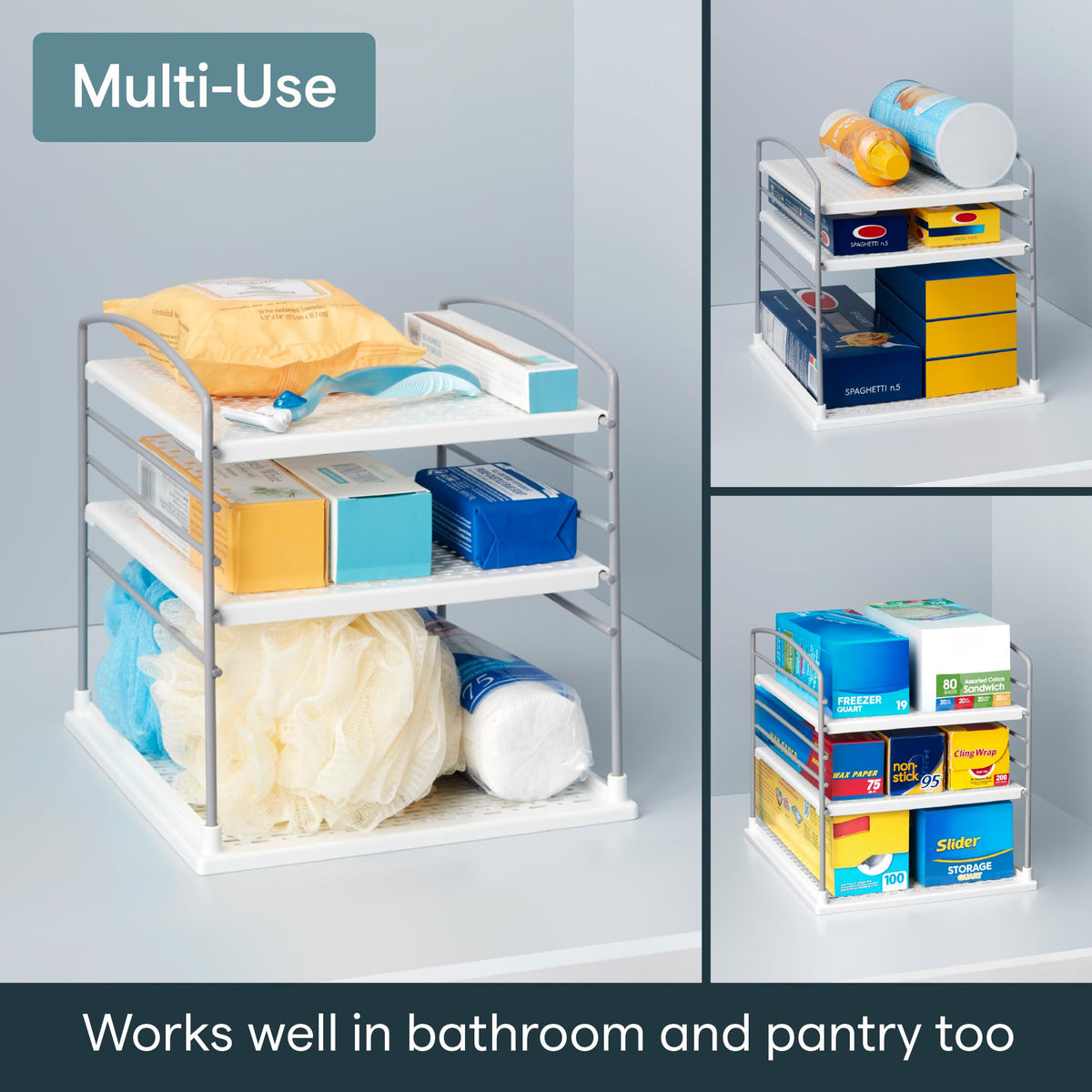 YouCopia UpSpace Adjustable Box Organizer for Foil Wrap and Kitchen Cabinet Storage, Original, White