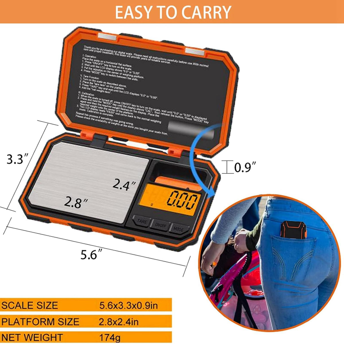UNIWEIGH Digital Gram Scale,200g/0.01g High Precision Pocket Mini Scales