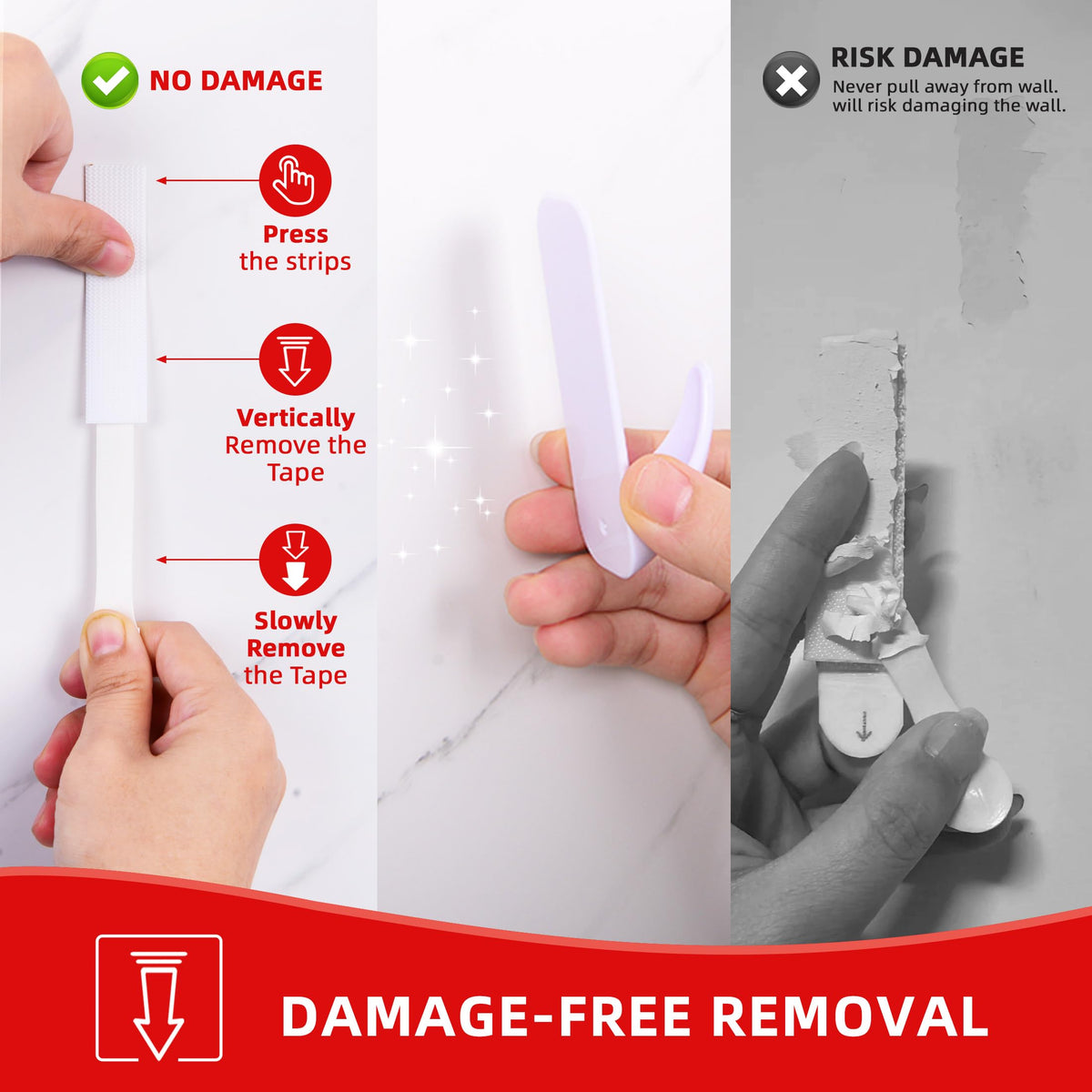 Wire Wall 32 Hooks with 36 Strips, Damage Free Adhesive Hooks,Keys,Kitchen