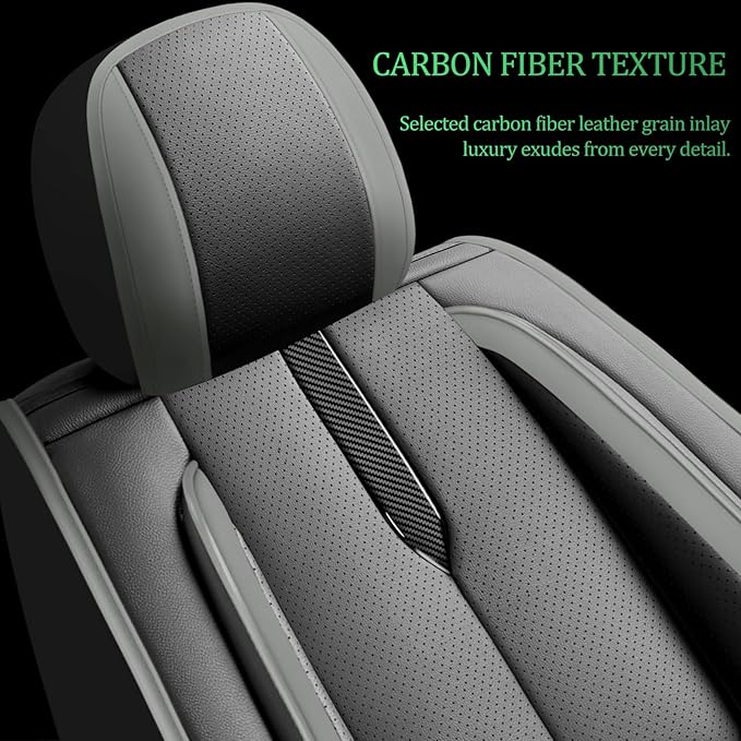 Fit Prologue Car Seat Covers for Honda Prologue 2024 2025 2026-Upgraded Premium Waterproof & Breathable Leather,Airbag Compatible,All-Weather Seat Cushion Protector,Full Set,Black-Grey