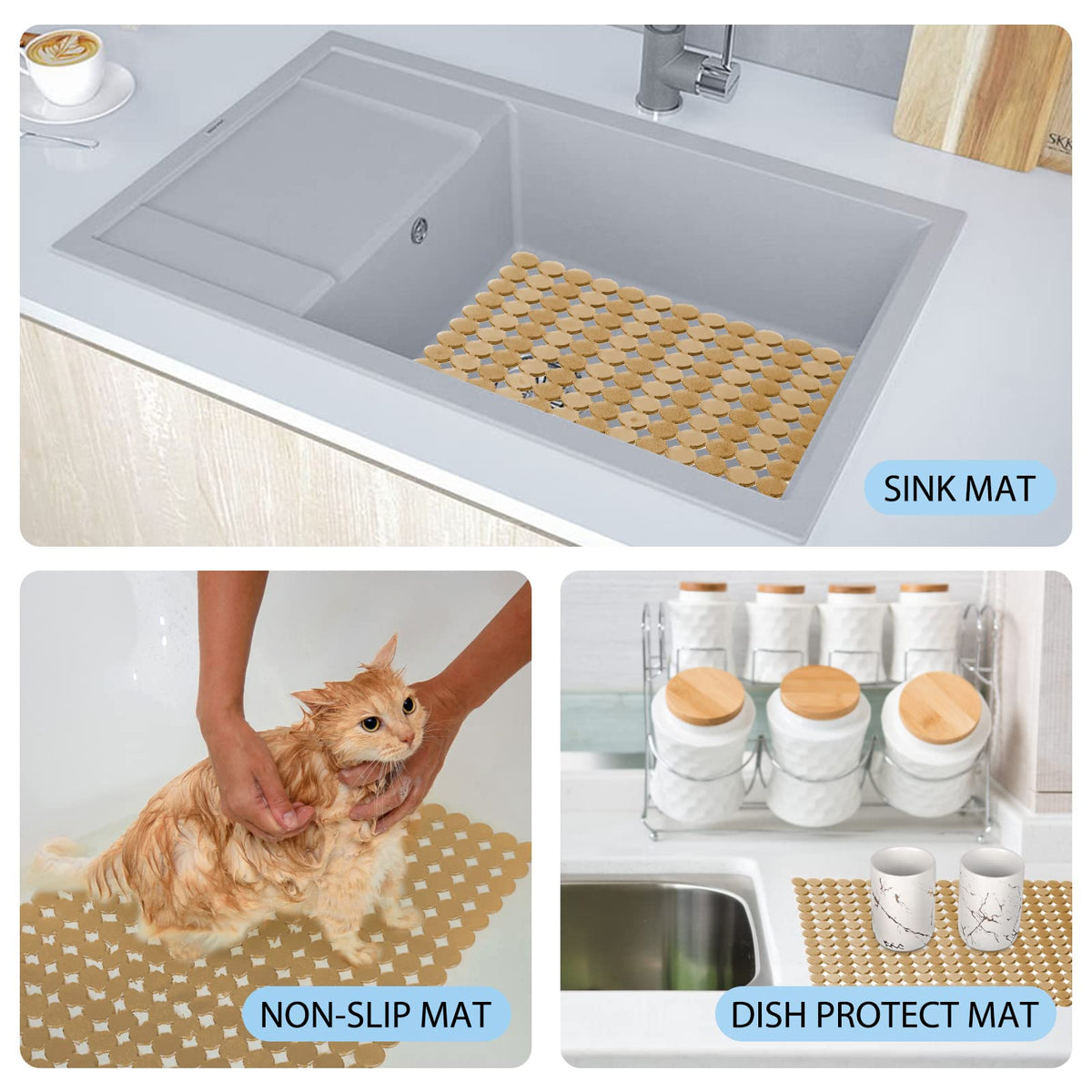 2Pack Adjustable Sink Protector Mats - Stainless Steel, Fast Draining - Perfect for Dishes & Glassware - Easy to Clean & DIY Cut