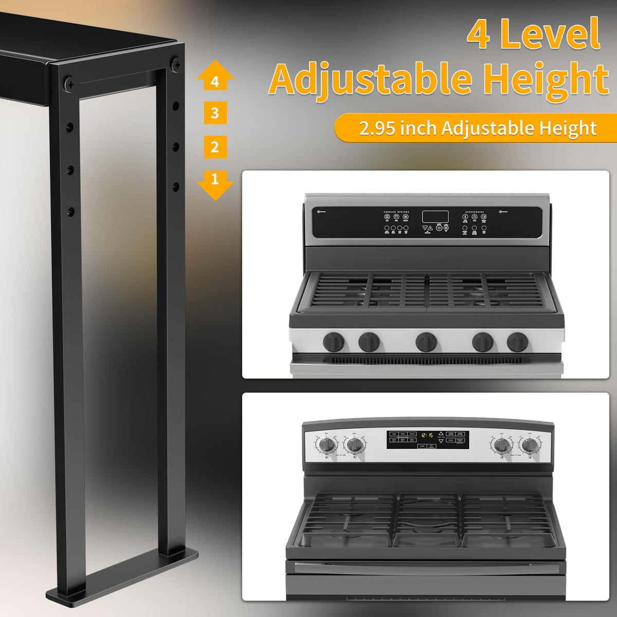 ZDDLOINP Over the Stove Shelf, Expand 27 to 33 Inch for Curved Stove,Black