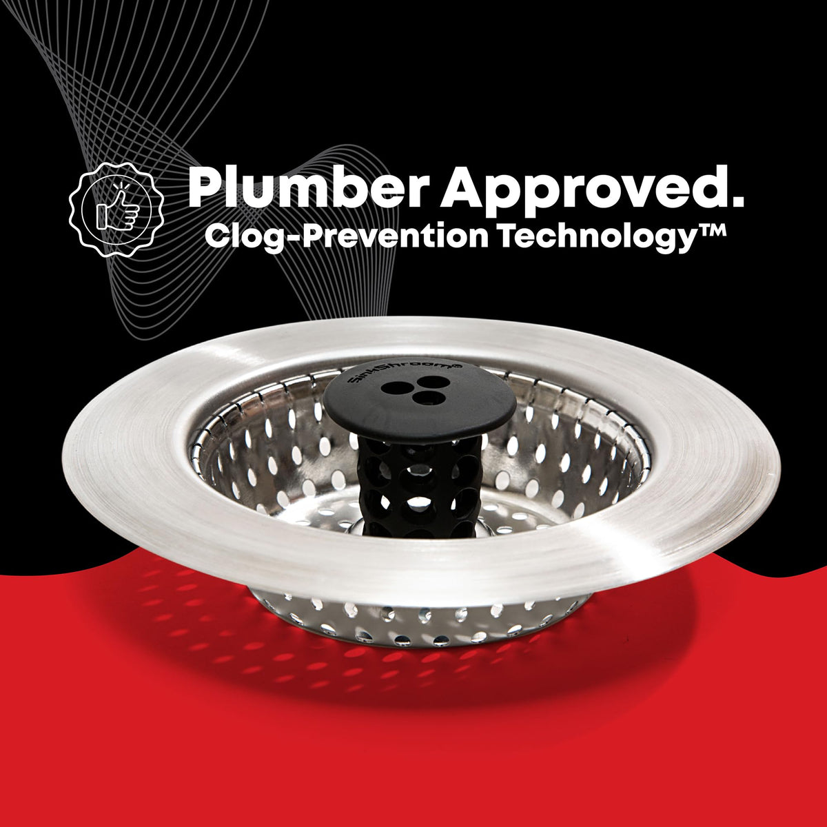 Kitchen SinkShroom Revolutionary Clog-Free Stainless Steel Sink Strainer, Black, 1-(Pack)