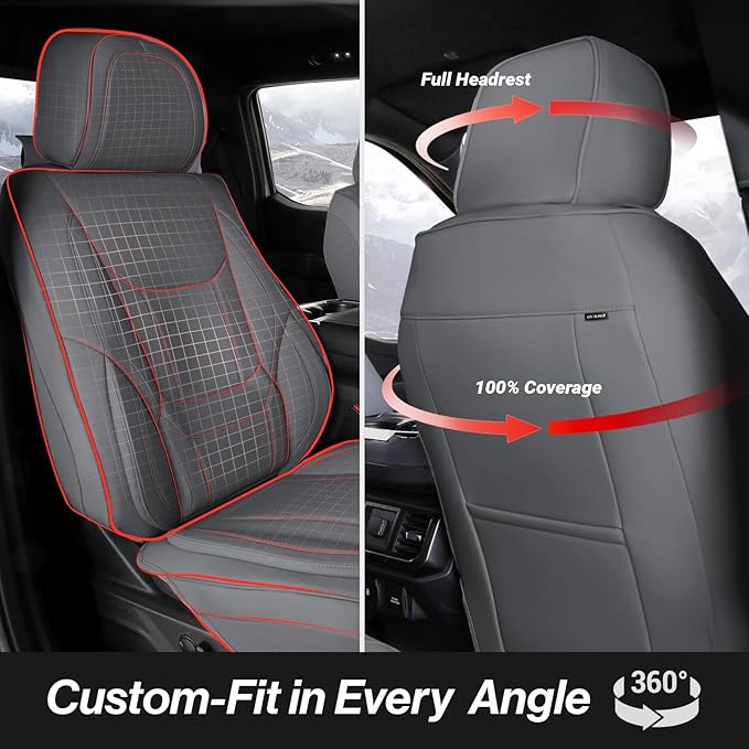 Coverland Custom Fit Car Seat Covers for SUV Compatible with [Escalade, Sonora, Suburban, Tahoe, Yukon, H2] Premium Waterproof Non-Slip Interior Seat Protector [Front Dark Gray - Size Chart A36]