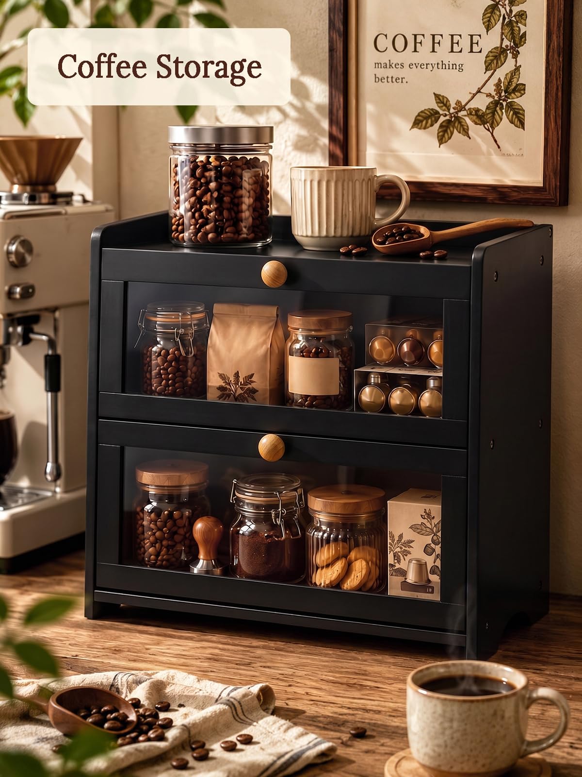 Bread Box for Kitchen Countertop Large Capacity with Top Storage Shelf