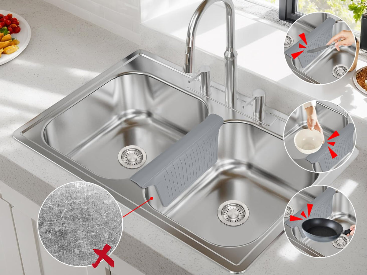 Sink Saddle, Divider Protector Mat, Kitchen Sink Mat, Silicone Protector