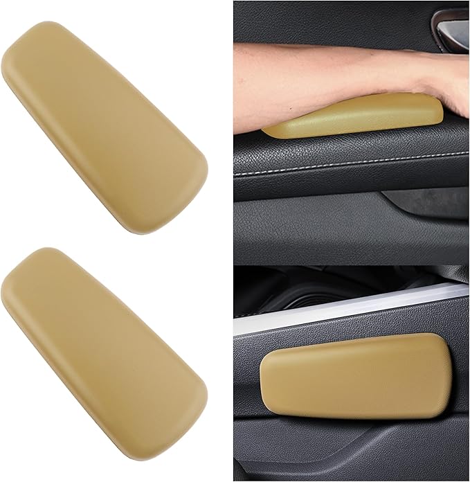 2PCS Elbow Pad Arm Rest for Car,Soft Leather Arm Rest Pillow with One-Piece Molding for Comfortable Support,Universal Car Accessories Car Knee Cushion Car Door Armrest Pads (Beige)