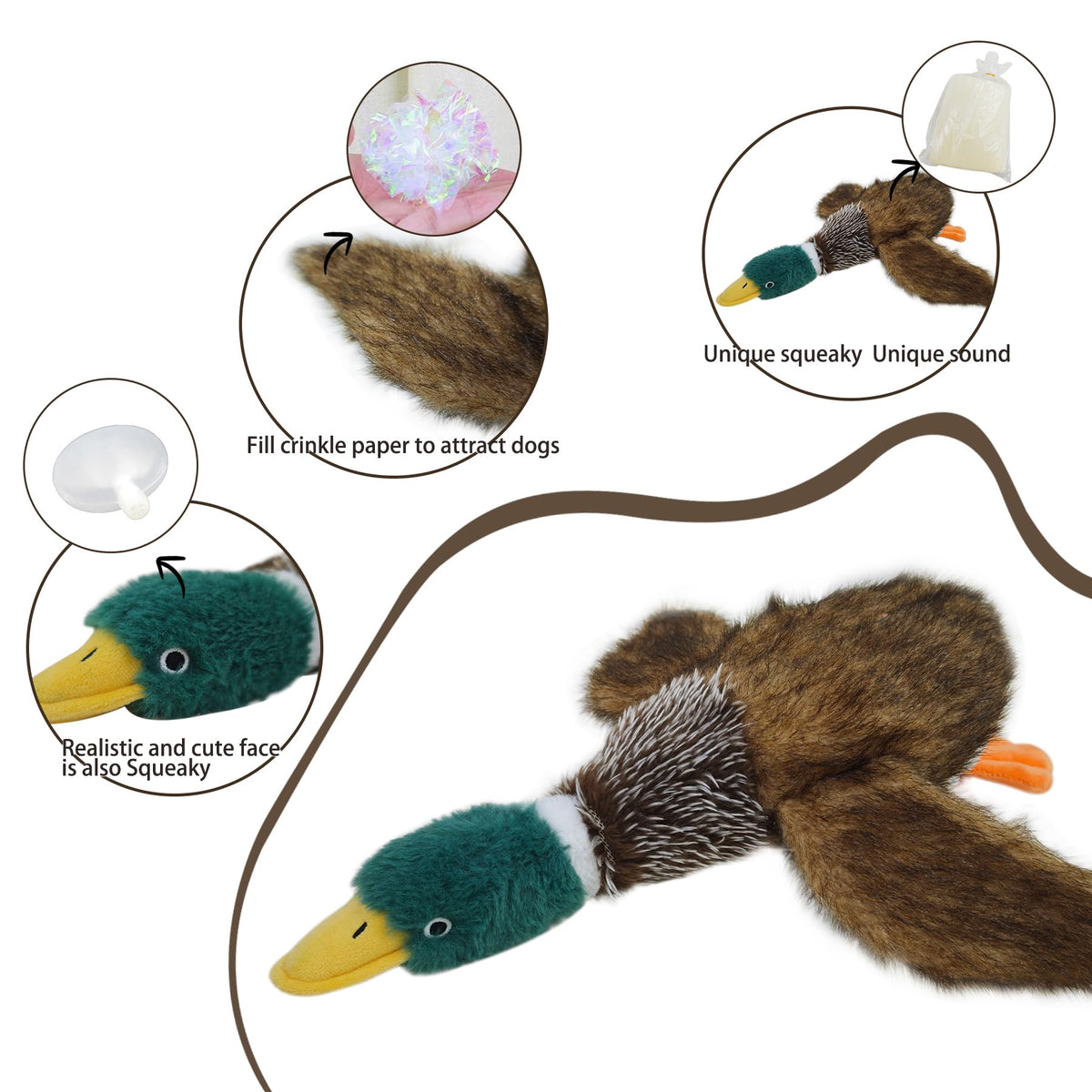 okegztoa Dog Toys Interactive Mallard Duck Toy Puzzle and Squeaky Toy for Small Medium and Large Dogs Duck Toys, Stuffed Toy for Dog, Plush Toys for Dogs