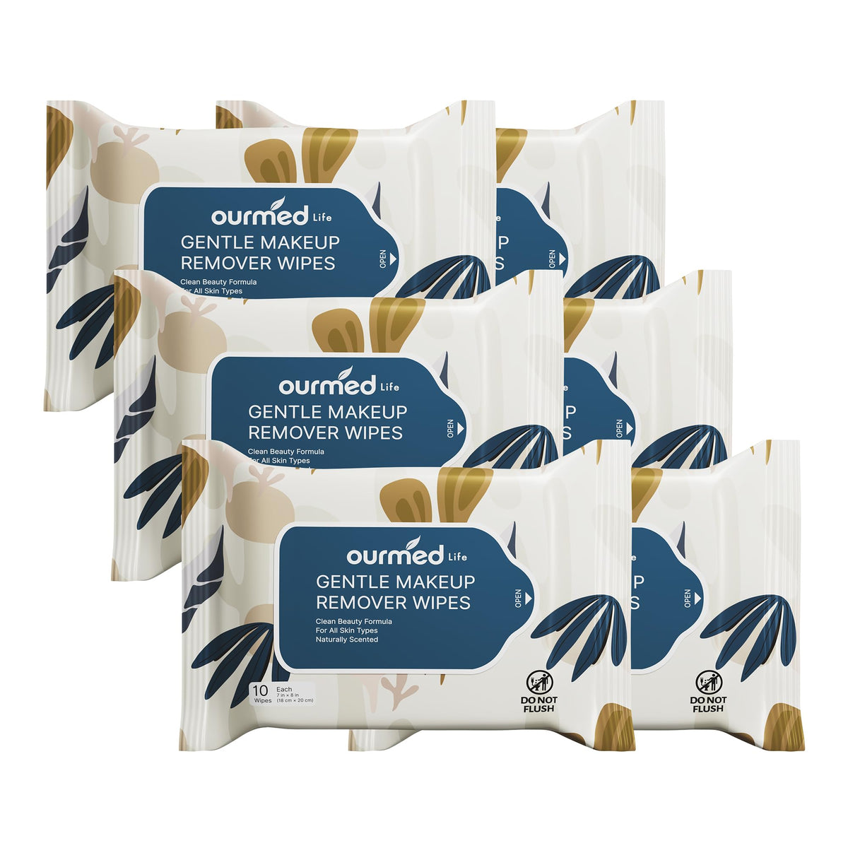 Ourmed Life Rose Water Hydrating Makeup Remover Wipes, Portable, 60 Ct