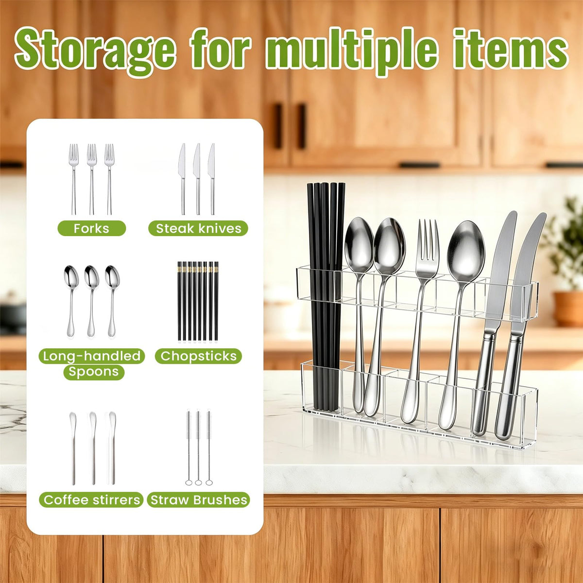 Mpotmiy 9.5" Large Acrylic Straw Holder for Cabinet Door, Straw Organizer
