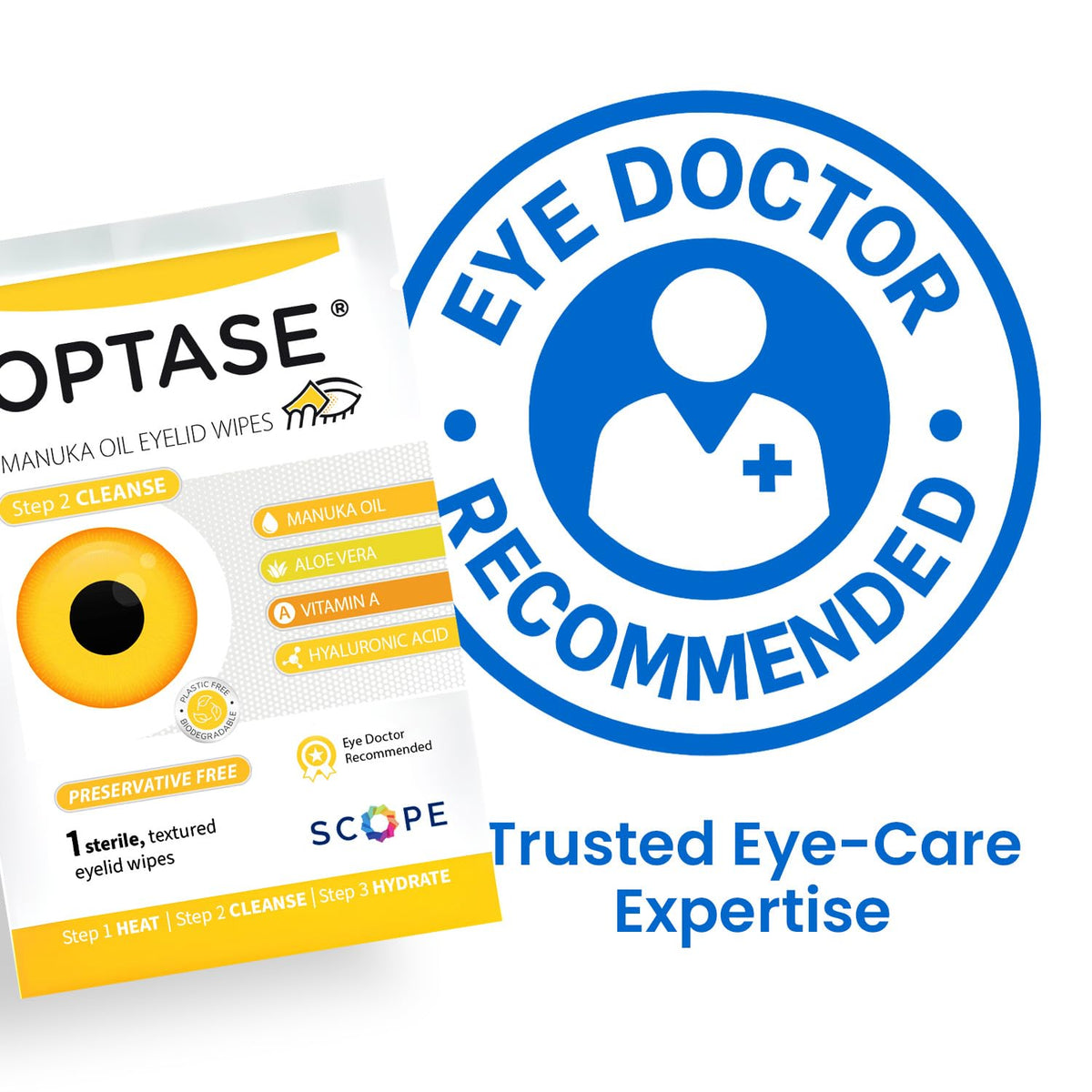 OPTASE Manuka Oil Eyelid Wipes, 30 Count – Eyelid Cleansing Wipes with Natural Manuka Oil – Preservative-Free Formula for Daily Hygiene and Eye Lid Comfort - Doctor Recommended Eye Lid Cleaning