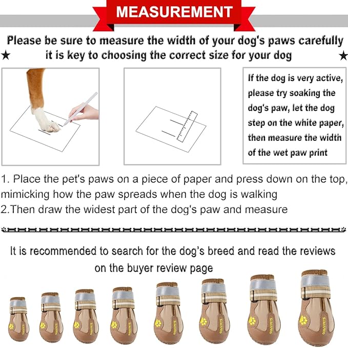 QUMY Dog Shoes for Large Dogs, Medium Dog Boots & Paw Protectors for Winter Snowy Day, Summer Hot Pavement, Waterproof in Rainy Weather, Outdoor Walking, Indoor Hardfloors Anti Slip Sole Khaki 5