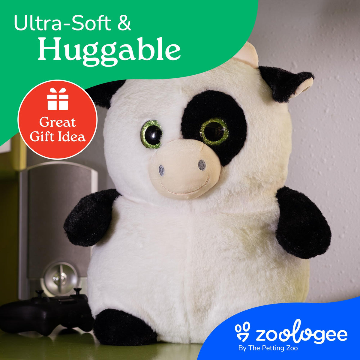 The Petting Zoo Cow Stuffed Animal Plushie, Puffimalz, Kids Gifts, 17 in
