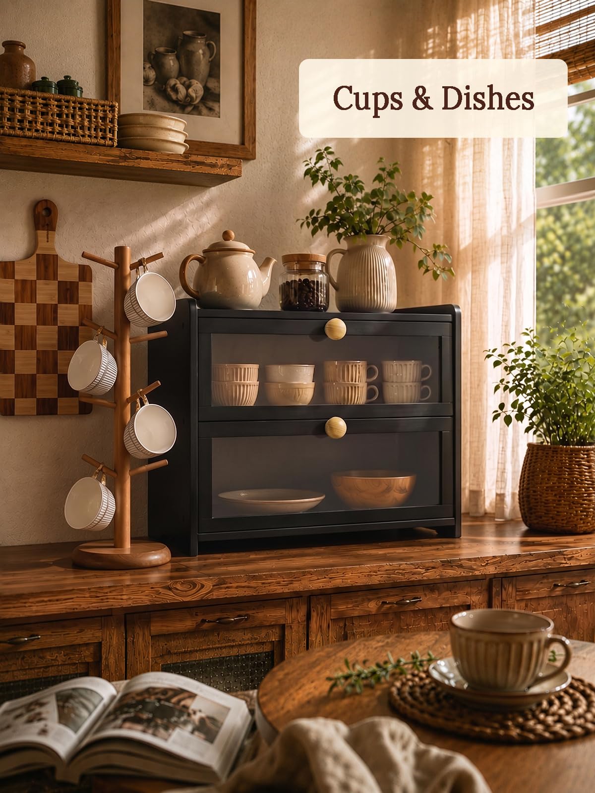 Bread Box for Kitchen Countertop Large Capacity with Top Storage Shelf