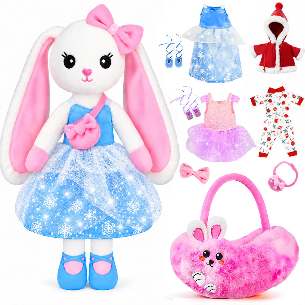Ballerina Bunny Doll, Ballet Stuffed Animal Dress Up Toys for Girls 3-8