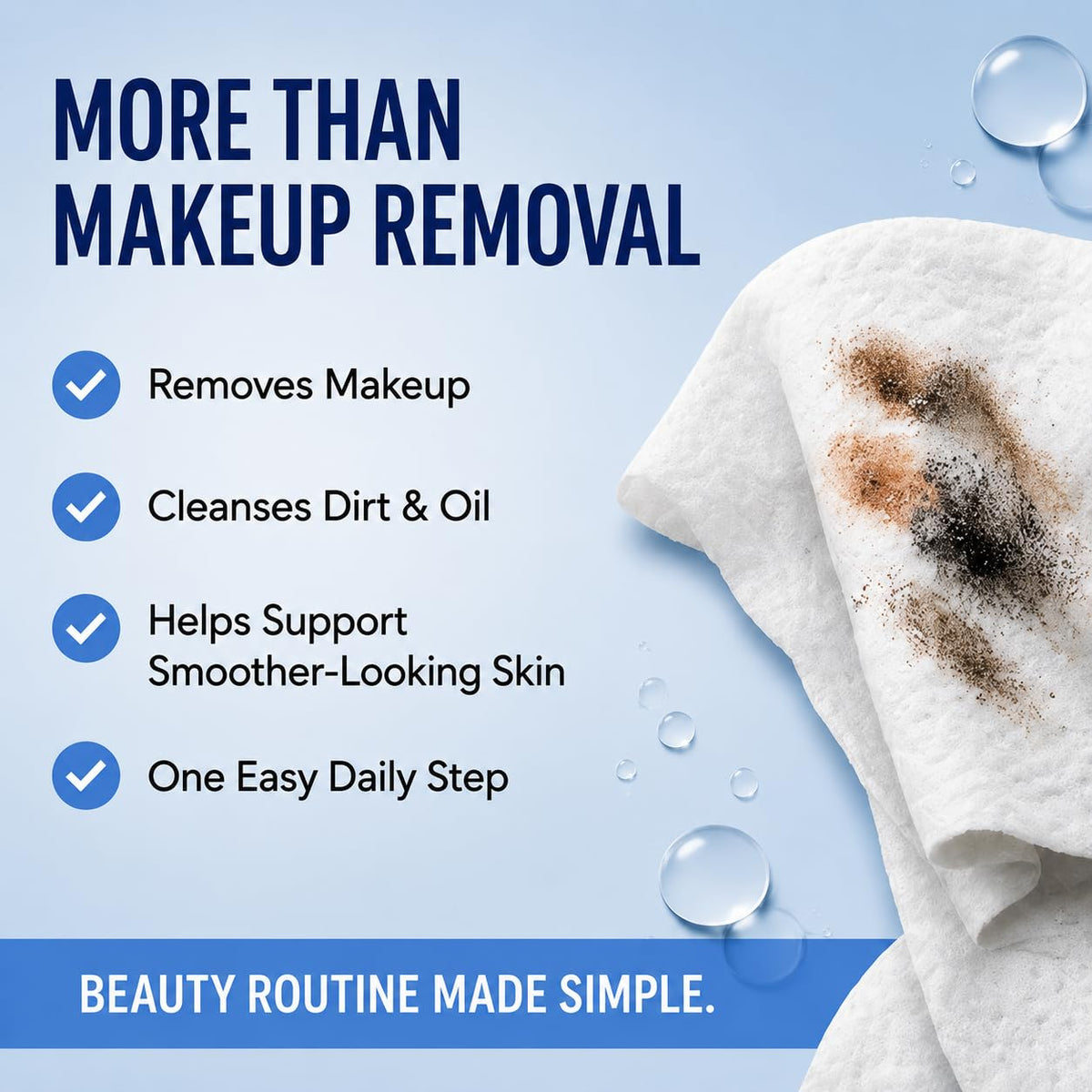 Global Beauty Care Retinol Waterproof Makeup Remover Facial Cleansing Wipes