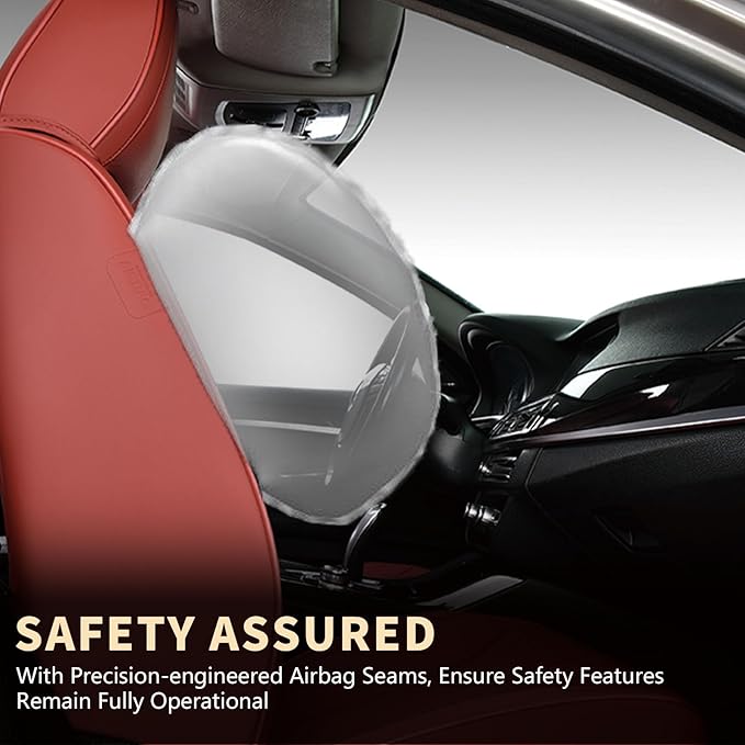 FLORICH Car Seat Cover Full Set, Red Automotive Seat Covers, Luxury Faux Nappa Leather Car Seat Protectors, Car Seat Cushions Universal Fit for Most Sedans SUVs Trucks - Red
